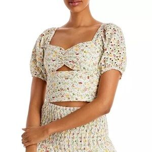 Floral Puff Sleeve Crop Top